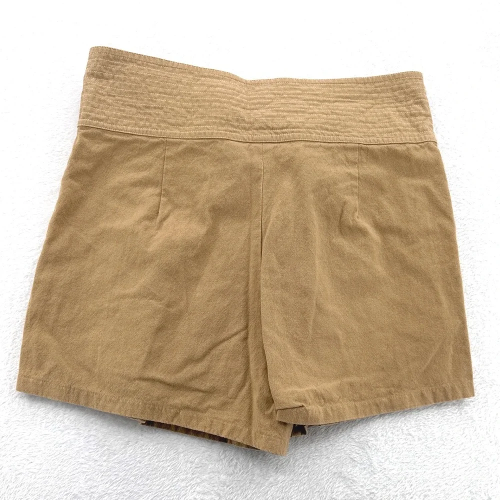 Free People FP One Womens Shorts Size 8 Tan Khaki Tie Waist Pleated Boho